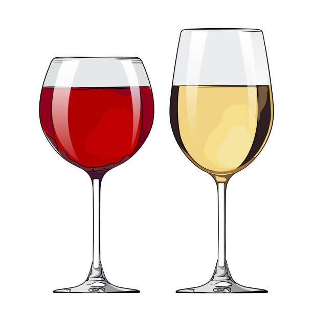 Red And White Wine Glasses Vector Illustration Stock Illustration -  Download Image Now - White Wine, Drinking Glass, Vector - iStock