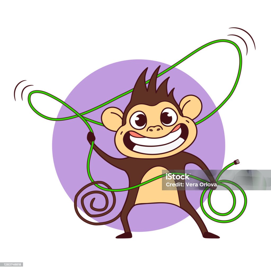 Vetores de Ilustração Vetorial De Macaco De Desenho Animado Macaco Louco  Com Cabo De Rede e mais imagens de Camiseta - iStock