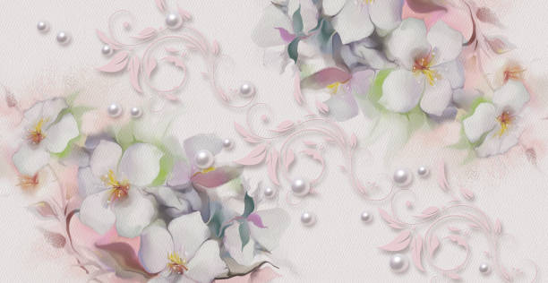 istock Abstract floral watercolor painting, Blossoming apple-tree branches, delicate flower design 1283750001