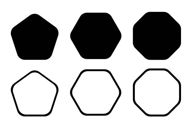 Rounded Edge Pentagon Hexagon Octagon Icon Vector Geometry Rounded