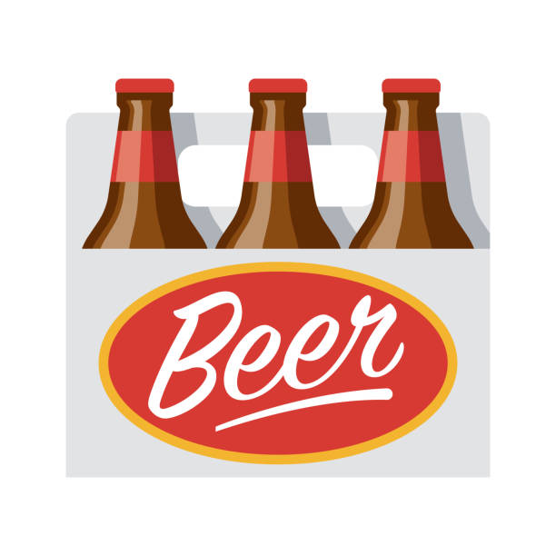 bierflaschen icon auf transparentem hintergrund - sechserpack stock-grafiken, -clipart, -cartoons und -symbole