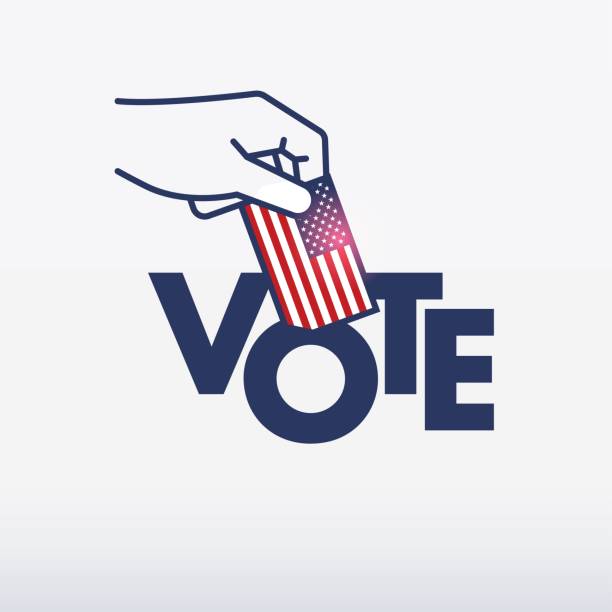 2020アメリカ合衆国大統領選挙のロゴ、バナー、ベクトル。アメリカ国旗付き選挙投票2020。 - get out the vote点のイラスト素材／クリップアート素材／マンガ素材／アイコン素材