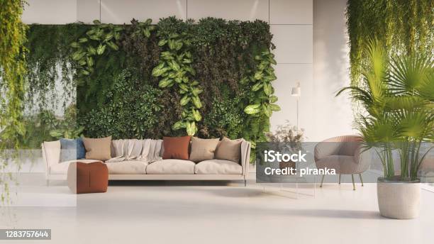 Green Living Room Stock Photo - Download Image Now - Plant, Indoors, Living Room