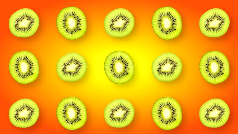 Looping animated abstract video with rotating kiwi