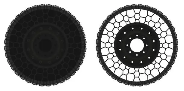Vector illustration of Flexible Airless Wheel