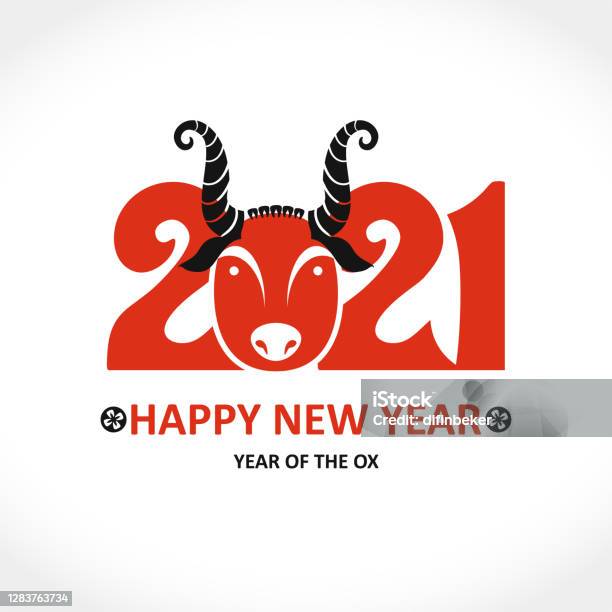 Year Of The Ox In Chinese Calendar Card For Chinese New Year Vector