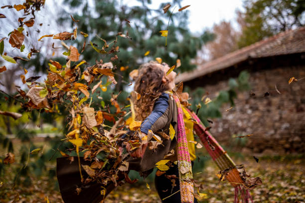 istock Autumn leaves and miss fall 1283763954