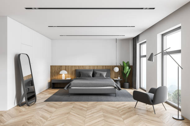istock White master bedroom interior with armchair 1283764755