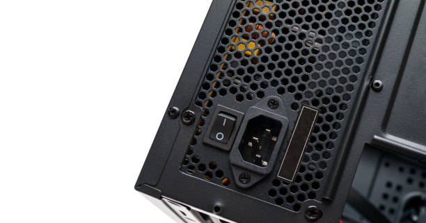 istock Computer part for system unit assembly, power supply for computer close-up, choice of quiet silent reliable power suppl 1283765804