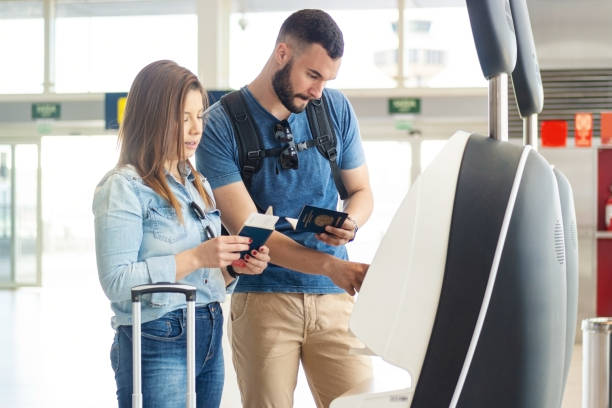 istock Young couple at the Airport 1283767096