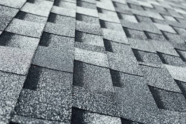 shingles flat polymeric roof-tiles background, close-up view