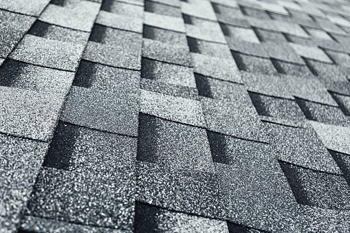 shingles flat polymeric roof-tiles background, close-up view