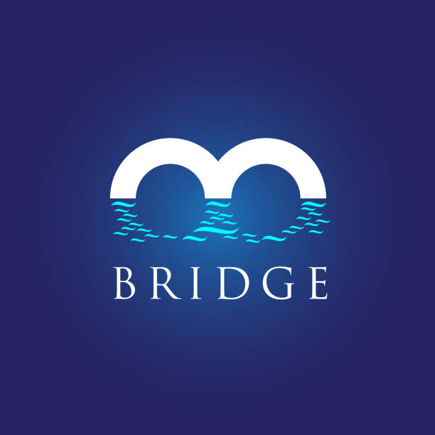 B letter Bridge symbol vector letter B Bridge symbol vector concept with a reflection effect concrete silhouettes stock illustrations
