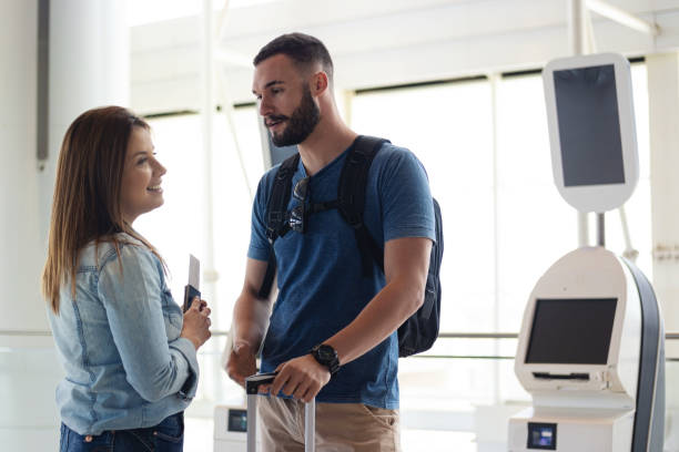 istock Young couple at the Airport 1283767592