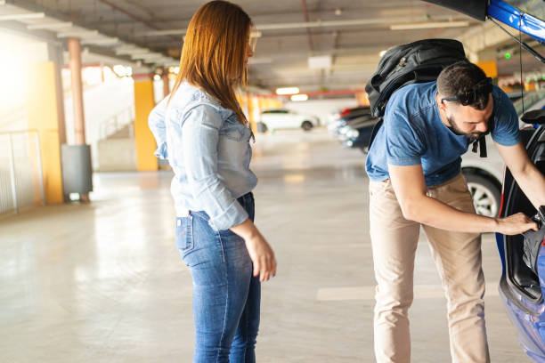 istock Young couple at the Airport 1283768212