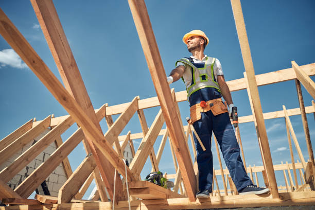 istock Cheerful bearded man looking upwards at sky 1283768510