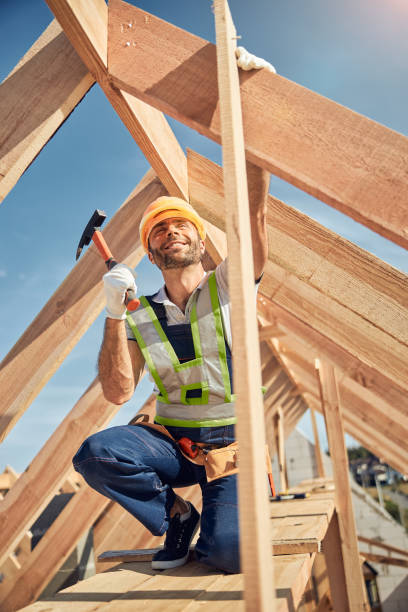 istock Delighted male person looking upwards at beam 1283768514
