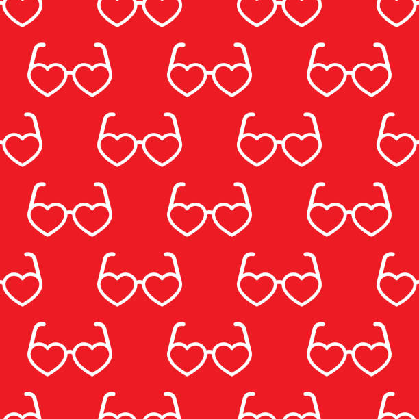 ilustrações de stock, clip art, desenhos animados e ícones de heart sunglasses pattern silhouette - valentines day love nerd couple