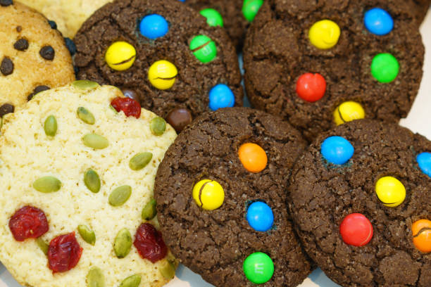 istock Round gingerbread close-up with bright colored balls 1283769548