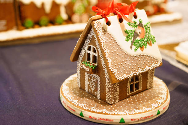 istock Beautiful handmade holiday gingerbread house , decorative delicious 1283769757