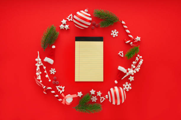 istock Christmas Decoration on red background with copy space 1283770806