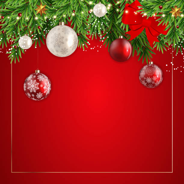 istock Christmas Background with fir and balls on transparent background. Vector Illustration 1283770898