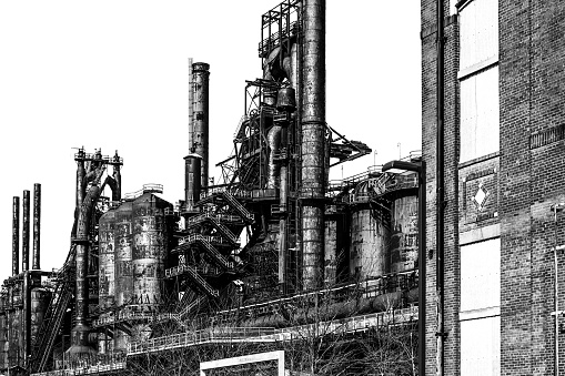 Facade of an abandoned building in the Manchester, UK