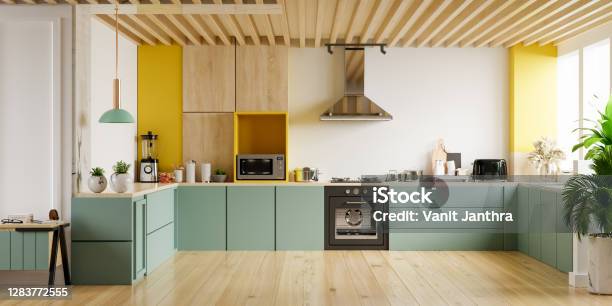 Modern Kitchen Interior Stock Photo - Download Image Now - Kitchen, Modern, Stove