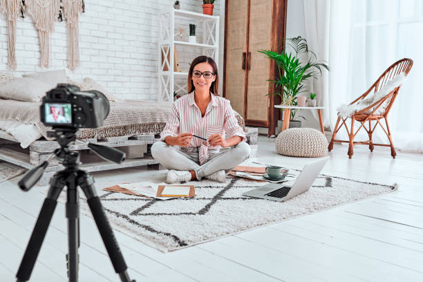 istock Skillful freelancer blogging at home 1283776660