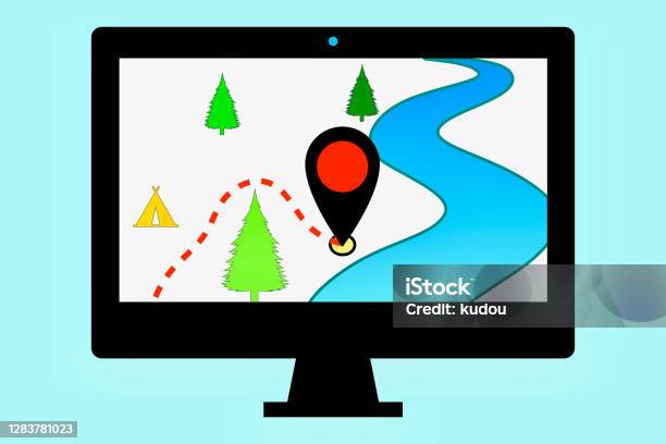 Destination In Computer Destination Stock Illustration - Download Image Now - Arrival, Camping ...