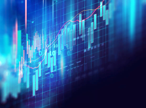 istock stock market investment graph with indicator and volume data. 1283785470
