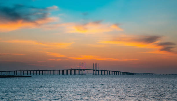istock Qingdao cross sea bridge at sunset 1283788908