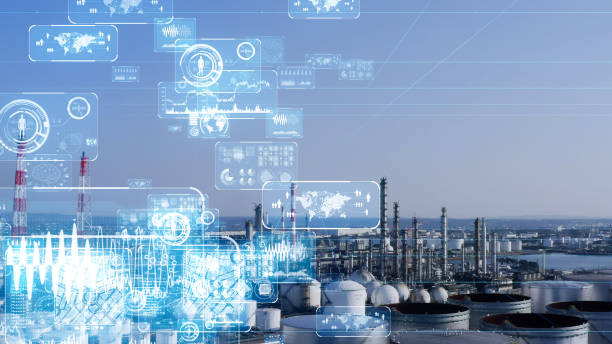 istock Industrial technology concept. Communication network. INDUSTRY 4.0. Factory automation. 1283793347