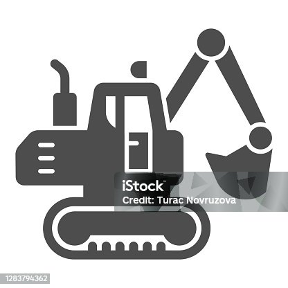 istock Crawler excavator solid icon, heavy equipment concept, Hydraulic excavator truck sign on white background, digger icon in glyph style for mobile concept and web design. Vector graphics. 1283794362
