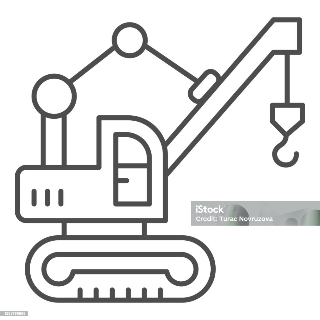 Máy Xúc Với Cần Cẩu Và Móc Mỏng Biểu Tượng Khái Niệm Thiết Bị Nặng Nâng Cần  Cẩu Dấu Hiệu Trên Nền Trắng Biểu Tượng Máy Xúc Trong Phong Cách Phác Thảo