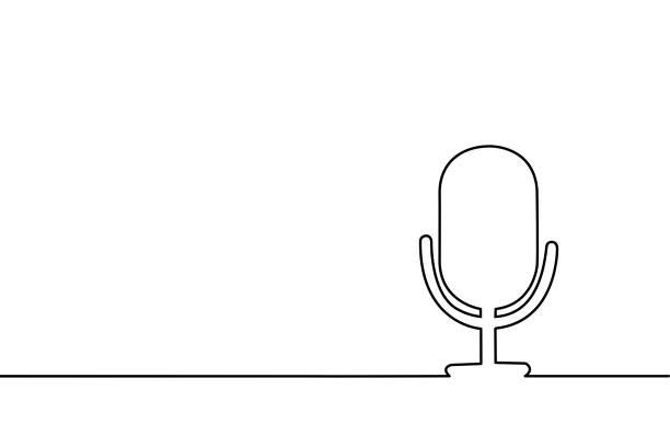 Continuous line drawing of sound. Continuous line drawing of sound. radio stock illustrations