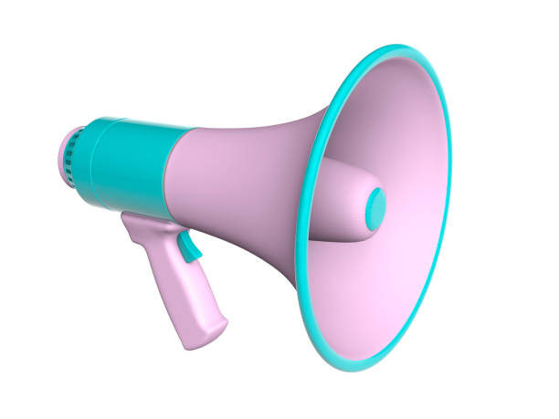 istock Pink with green megaphone loudspeaker. isolated on white background. 3d render 1283801282