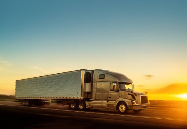 istock Semi-truck at sunset in Miami 1283802247