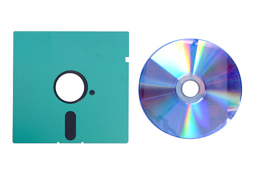 cd or blu-ray disc on white background