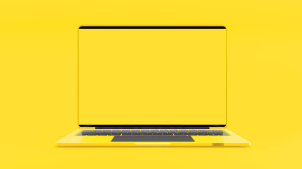 istock Laptop yellow color. 1283803916