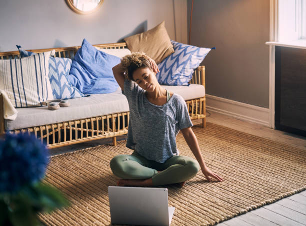 istock Gently stretch each muscle group before you start 1283808275
