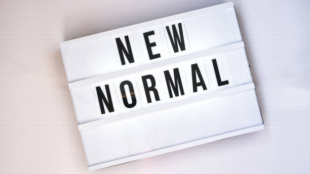 istock Lightbox with text NEW NORMAL. Back to school. Social distancing. School quarantine concept 1283810972