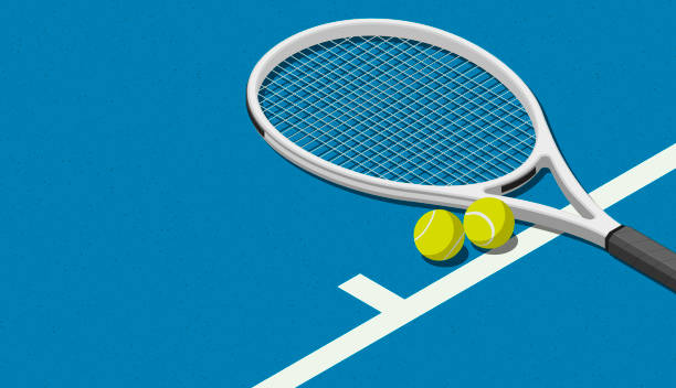 istock Tennis racket and balls on the court 1283815975
