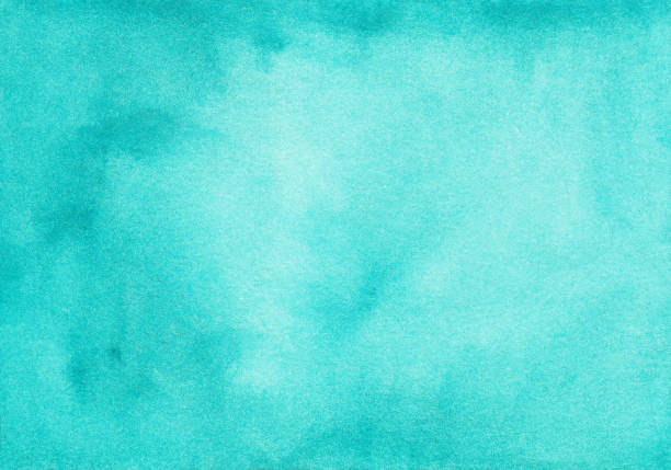 textura de fondo de degradado azul turquesa profundo de acuarela. manchas en el papel - ombré fotos fotografías e imágenes de stock