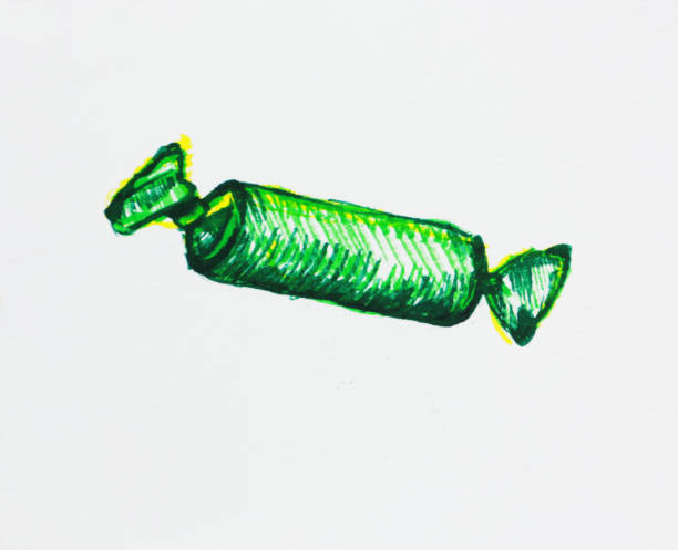 istock candy cane in a green wrapper on a white background watercolor illustration 1283826832