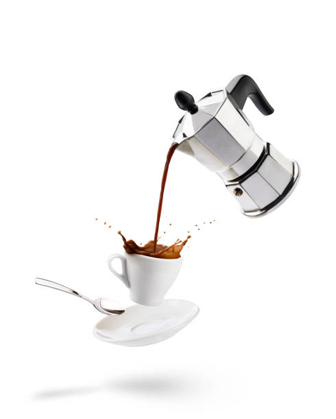 pouring coffee - cup coffee pot coffee coffee cup imagens e fotografias de stock