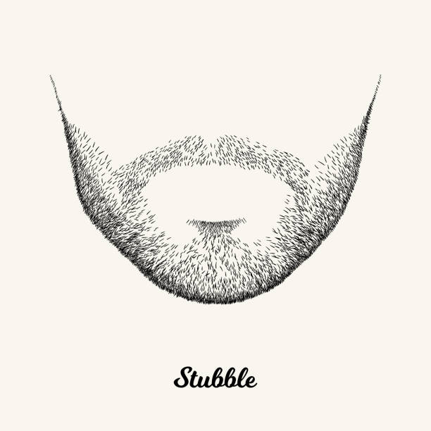Male stubble Simple linear Illustration with fashionable men hairstyle. Contour vector background with isolated element for barber shop decor, prints, t-shirts, posters hair posters for salon stock illustrations
