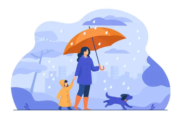 Vector illustration of Woman with umbrella
