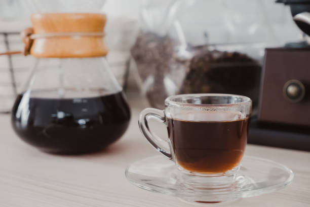 istock Hot black coffee is ready to drink. 1283840508