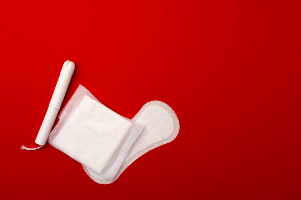 istock Female medical pad and tampon top view 1283840587